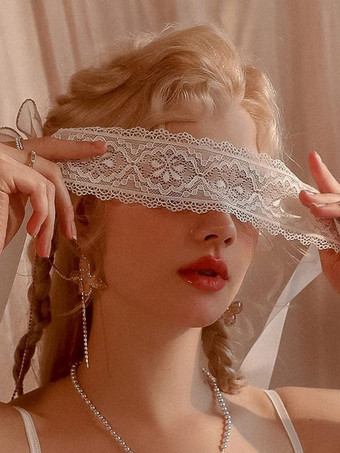 シルク レース アイマスク 女性用 デイリーカジュアル ホワイト