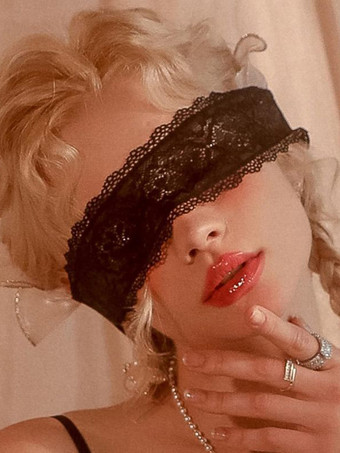 ブラック シルク レース アイマスク 女性用 デイリーカジュアル ホワイト