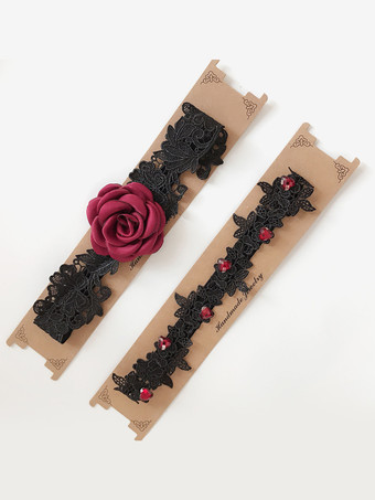 太ももガーター フラワーレッグガーターベルト レディース ブラック レース パーティー