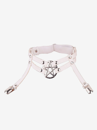 ホワイト 女性用ローズメタルディテールパーティー太ももレッグガーター