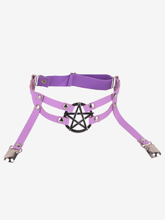 バイオレット女性用ローズメタルディテールパーティー太ももレッグガーター