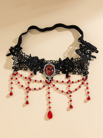 ed クリスタル ティアドロップ ペンダント パーティー ゴシック レース レッグチェーン