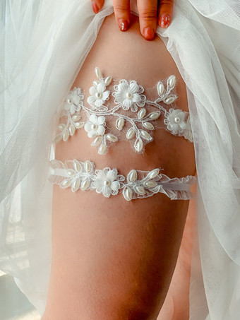 女性パーティー ホワイト レース 太ももガーター レッグベルト