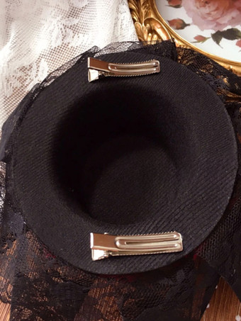 ゴシックロリータ帽子黒フリル花アクセサリーポリエステルロリータアクセサリー