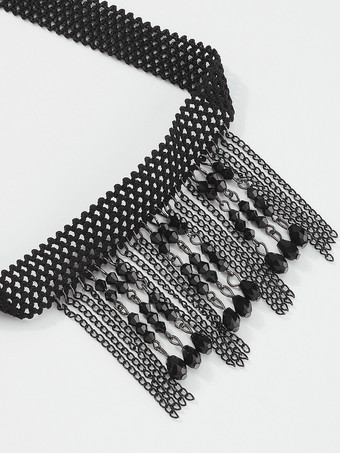 ゴシック レース チョーカー ネックレス クリスタル タッセル カラー レディース