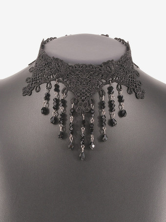 ゴシック レース チョーカー ネックレス クリスタル タッセル カラー レディース