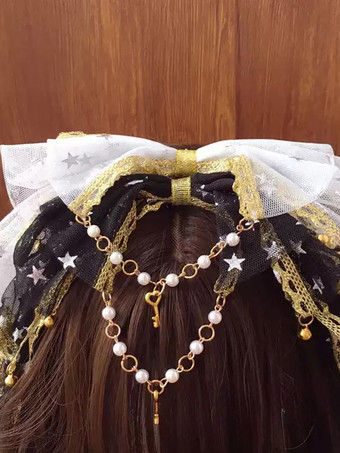 スイートロリータアクセサリー黒リボンレースヘッドウェアその他