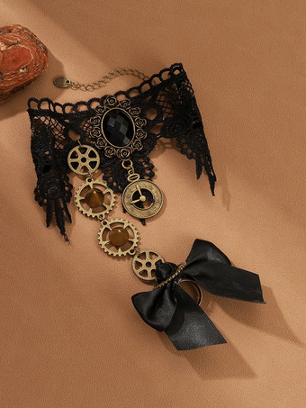 ブレスレット 指なし 手袋 レディース ヴィンテージ ダークブラック レース デイリー カジュアル