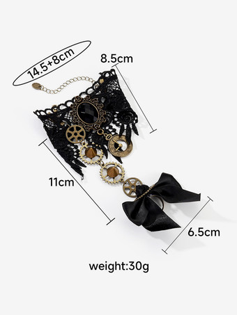 ブレスレット 指なし 手袋 レディース ヴィンテージ ダークブラック レース デイリー カジュアル