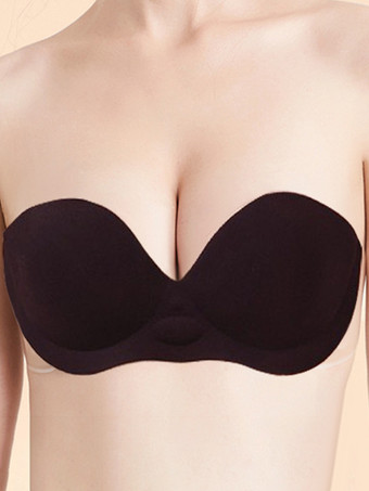 ブラック インフレータブルブラ 跡が残らない厚手ウェディング下着 ギャザー入りインナーブラ