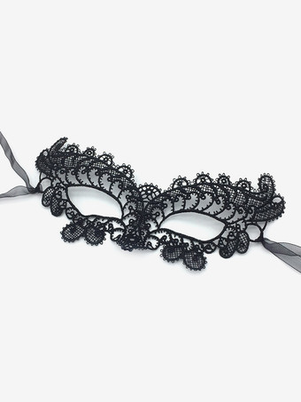 ブラックシルバー女性パーティー ディープグレー レース 仮面舞踏会マスク パーティーコスチューム