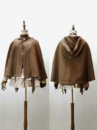 ゴシックロリータポンチョ ディープブラウンスエード 秋ロリータアウター