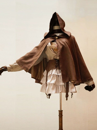 ゴシックロリータポンチョ ディープブラウンスエード 秋ロリータアウター