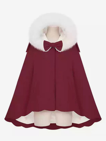 ワインレッド スイートロリータコート ピンクコート リボン フリル オーバーコート ポリエステル 秋 ロリータ アウター