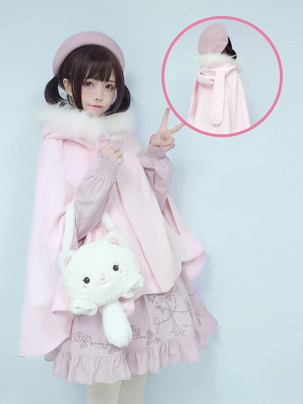 ピンクスイートロリータコート ピンクコート リボン フリル オーバーコート ポリエステル 秋 ロリータ アウター