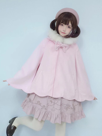 スイートロリータコート ピンクコート リボン フリル オーバーコート ポリエステル 秋 ロリータ アウター