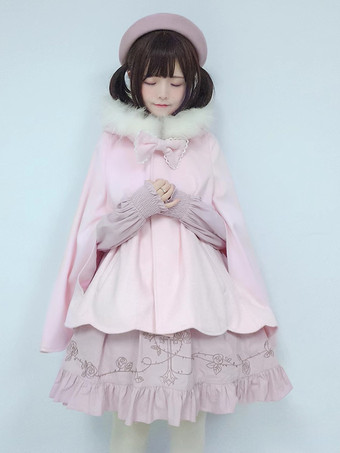 スイートロリータコート ピンクコート リボン フリル オーバーコート ポリエステル 秋 ロリータ アウター