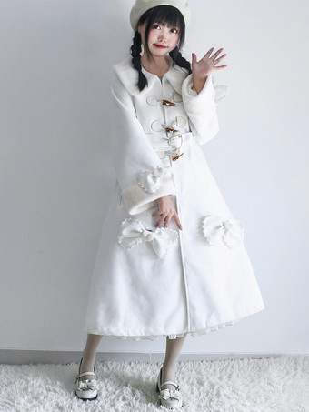 アイボリー ロココ風ロリータコート バーガンディコート リボン オーバーコート ケープ ポリエステル 秋 ロリータ アウター