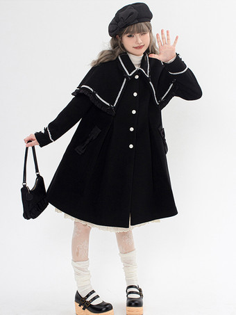 ロココ風ロリータコート ライトブラウンコート リボンオーバーコート ポリエステル 秋ロリータアウター