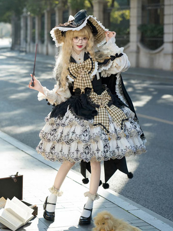 Abiti Gothic Lolita Fiocchi Pizzo Nero Nero