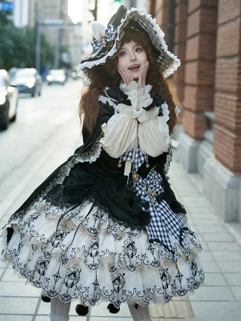 Abiti Gothic Lolita Fiocchi Pizzo Nero Nero