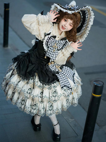 Abiti Gothic Lolita Fiocchi Pizzo Nero Nero