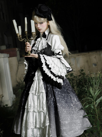   ゴシック ロリータ ドレス レース 花柄 ブラック ブラック