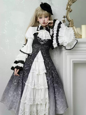 Victorian-Inspired Gothic Lolita Dresses Lace Floral Print