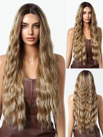 アンバー女性用ロングウィッグ アンバー センターパーティング 耐熱ファイバー ロング 合成ウィッグ