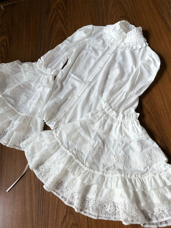 ゴシックロリータブラウス ブラック 長袖 ロリータトップス フリル レース ロリータシャツ