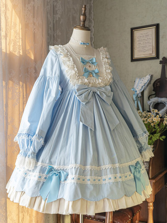   ゴシック ロリータ ドレス リボン フリル ブラック グリーン