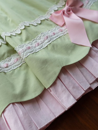   ゴシック ロリータ ドレス リボン フリル ブラック グリーン