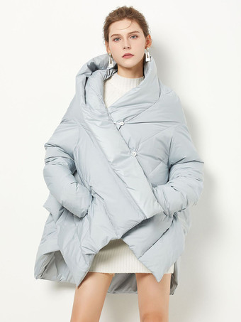 ライトスカイブルーレディース ダウンジャケット イレギュラーダックダウン