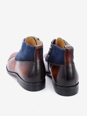 Herren Arbeitsstiefel Rindsleder Klassisch Kaffeebraun Knöchel Kurze Stiefel