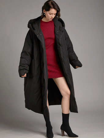 ブラック ダウンジャケット シック ダックダウン