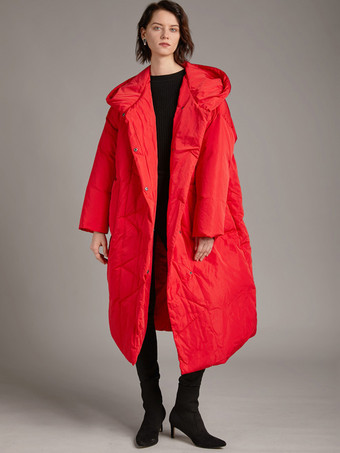 レッド ダウンジャケット シック ダックダウン