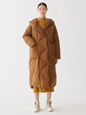 ブラウン ダウンジャケット シック ダックダウン