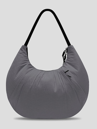 グレイレディースバッグ ブラック ジッパー