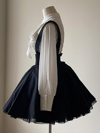 ゴシックロリータブラウス ロリータトップ フリル 長袖ブラウス ホワイトロリータシャツ