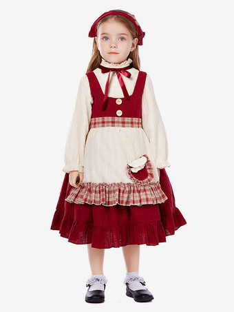 ハロウィン 子供用ハロウィンコスチューム レッドハロウィンセット 子供用ポリエステルドレス 帽子