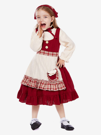 ハロウィン 子供用ハロウィンコスチューム レッドハロウィンセット 子供用ポリエステルドレス 帽子