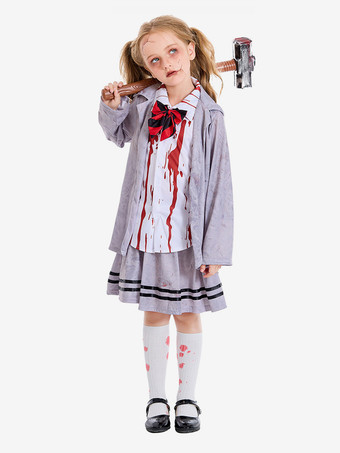 ハロウィン 子供用ハロウィンコスチューム グレーハロウィンセット 子供用ポリエステルクラバットスカート