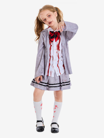 ハロウィン 子供用ハロウィンコスチューム グレーハロウィンセット 子供用ポリエステルクラバットスカート