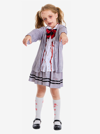 ハロウィン 子供用ハロウィンコスチューム グレーハロウィンセット 子供用ポリエステルクラバットスカート