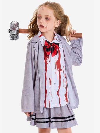 ハロウィン 子供用ハロウィンコスチューム グレーハロウィンセット 子供用ポリエステルクラバットスカート