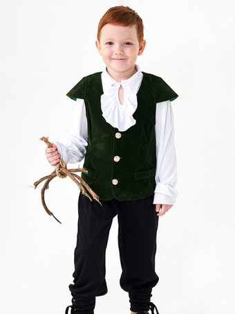 ダークグリーンハロウィン 子供用ハロウィンコスチューム コーヒーブラウン ハロウィンポリエステルセット 子供用シャツ パンツ