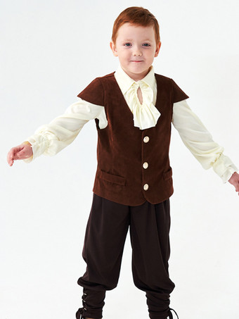 ハロウィン 子供用ハロウィンコスチューム コーヒーブラウン ハロウィンポリエステルセット 子供用シャツ パンツ