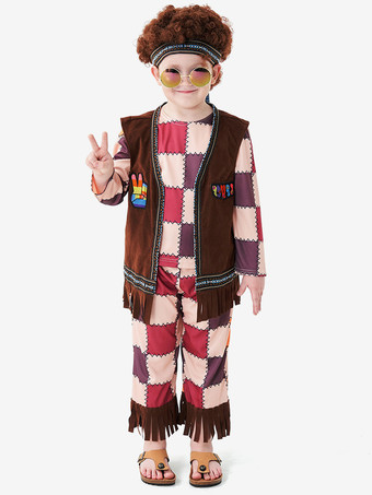 子供用ハロウィンコスチューム ディープブラウン ハロウィンポリエステルセット 子供用トップパンツ