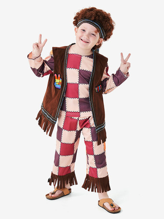 ディープブラウン子供用ハロウィンコスチューム ディープブラウン ハロウィンポリエステルセット 子供用トップパンツ