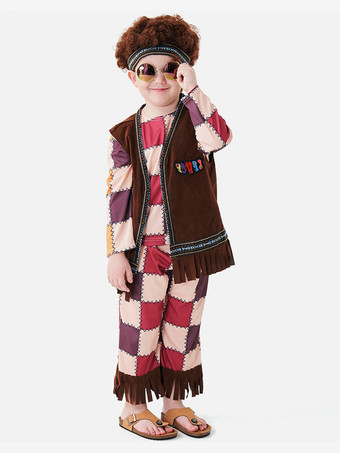 子供用ハロウィンコスチューム ディープブラウン ハロウィンポリエステルセット 子供用トップパンツ